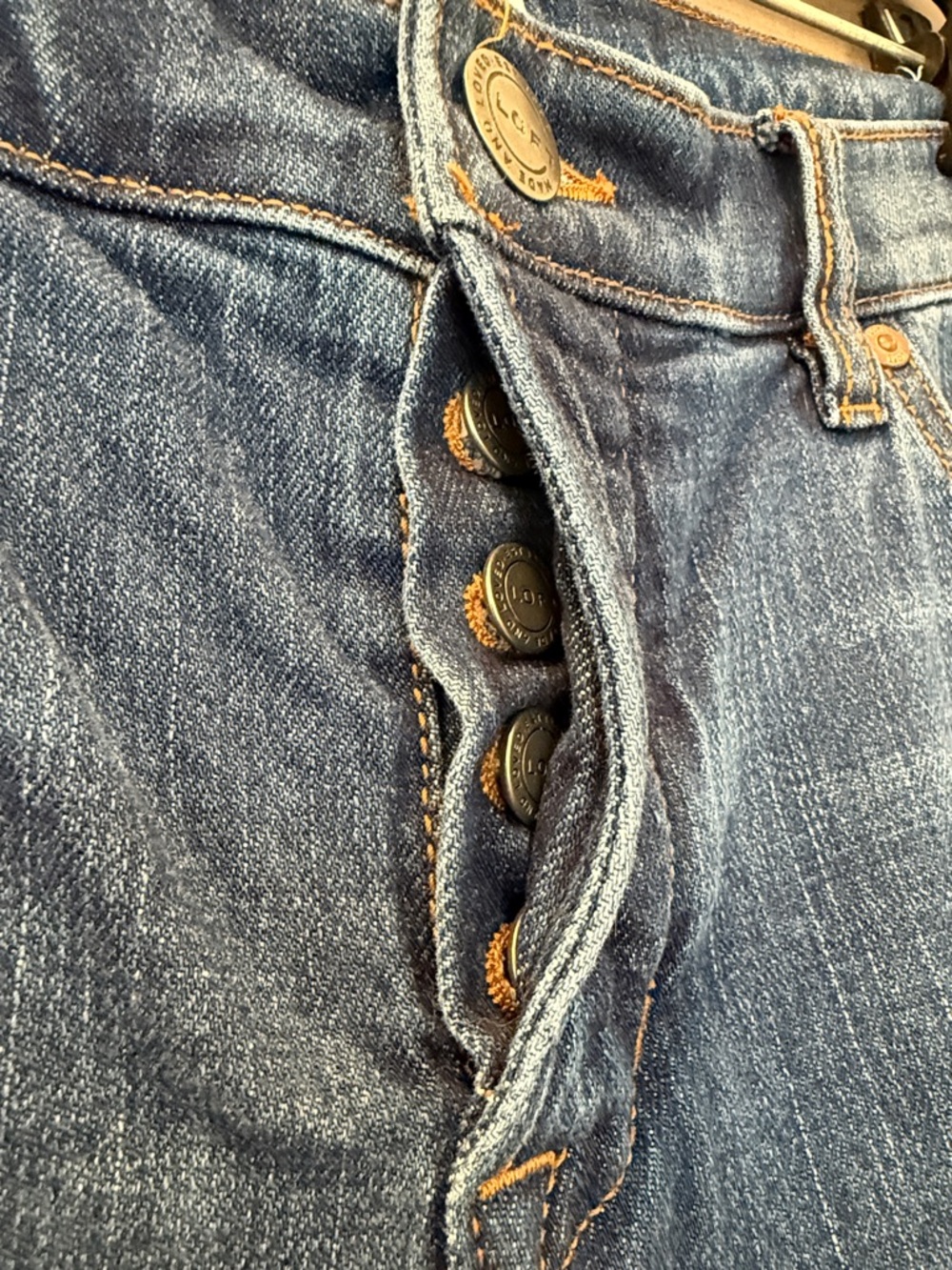 LOFT Blue Straight-Leg Jeans with Floral Embroidery - Picture 3 of 5